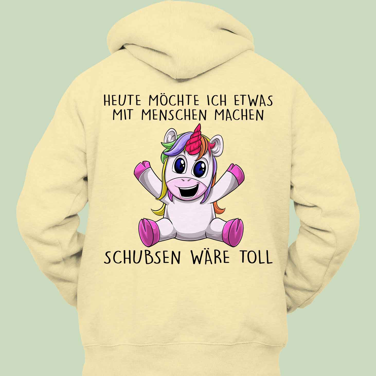 Schubsen Unicorn - Hoodie Unisex Rückendruck