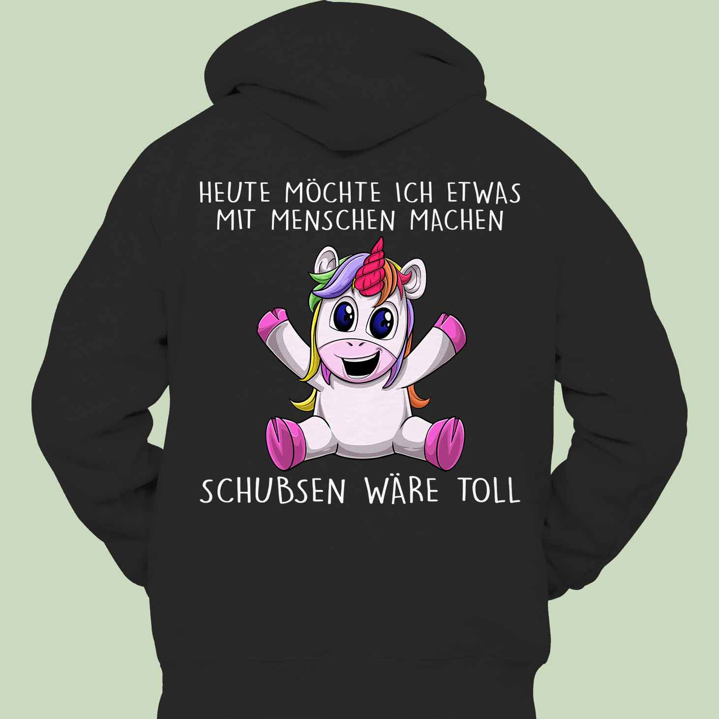 Schubsen Unicorn  - Hoodie Unisex Rückendruck