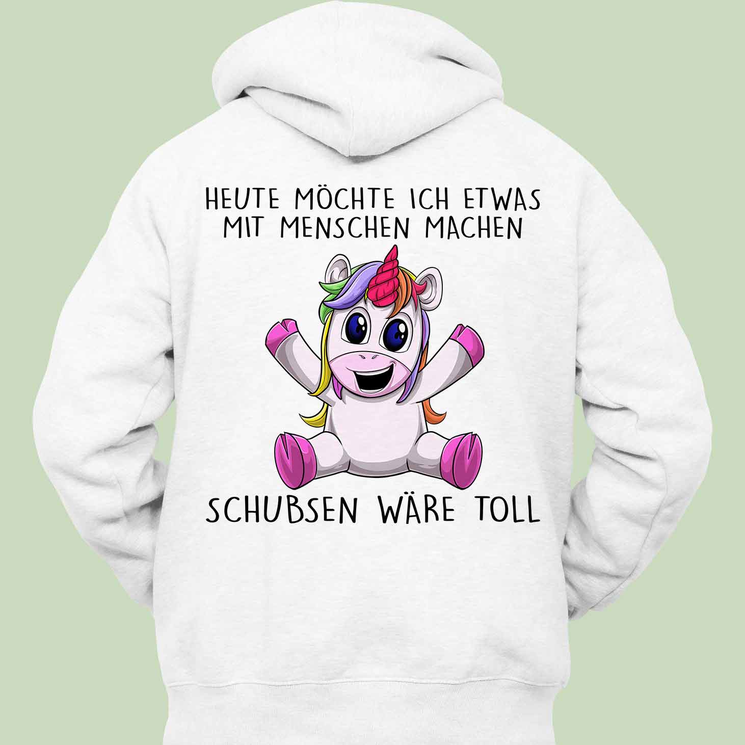 Schubsen Unicorn - Hoodie Unisex Rückendruck