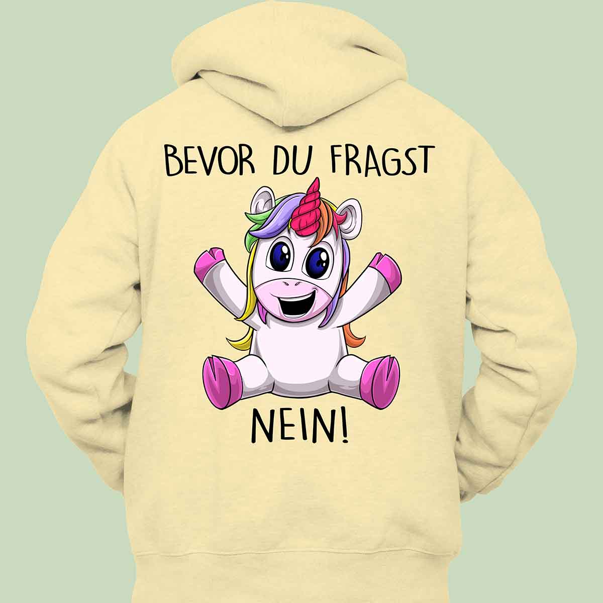 Fragen Unicorn - Hoodie Unisex Rückendruck