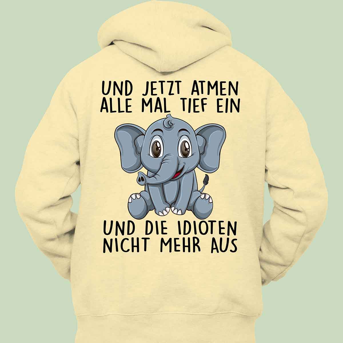 Einatmen Elefant - Hoodie Unisex Rückendruck