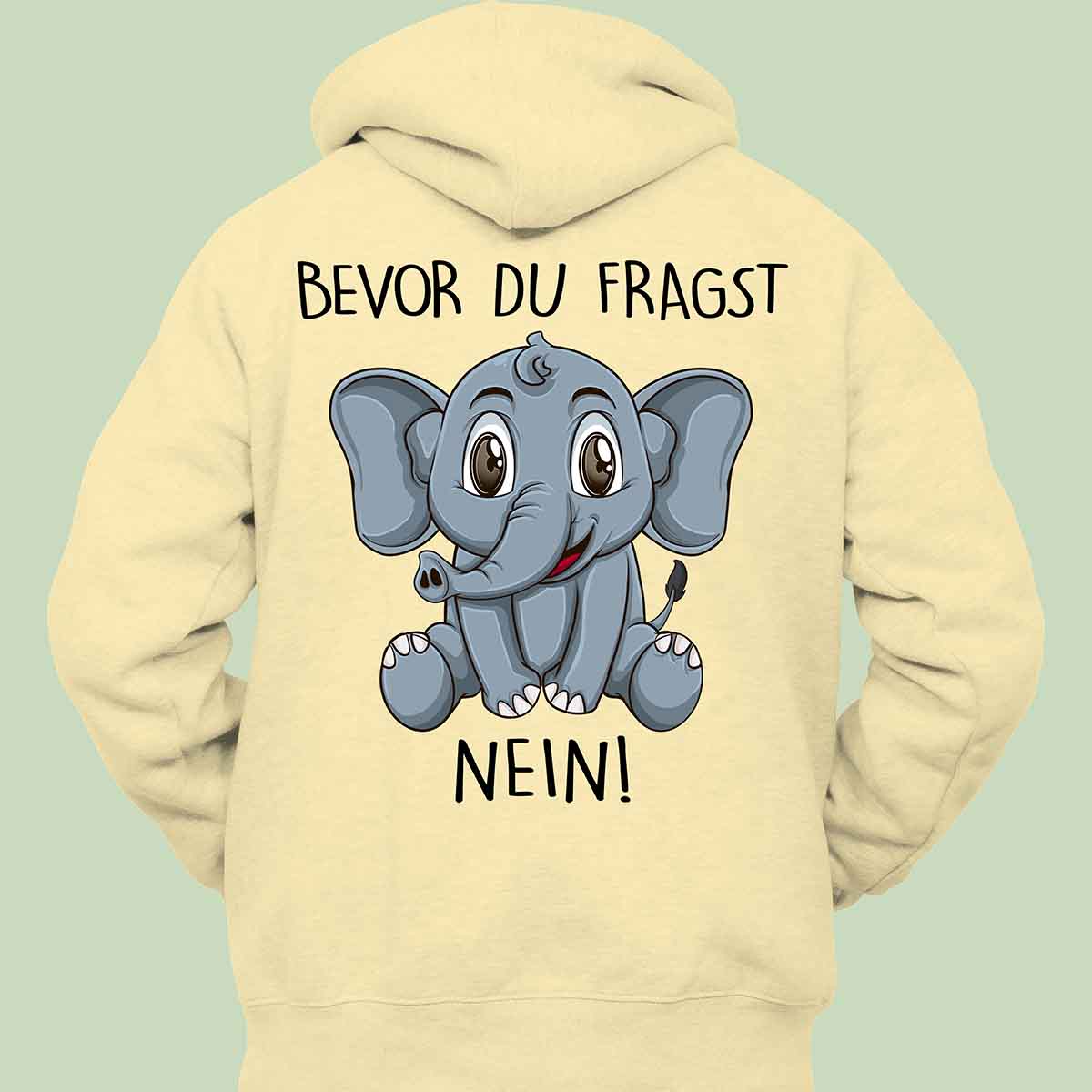 Fragen Elefant - Hoodie Unisex Rückendruck