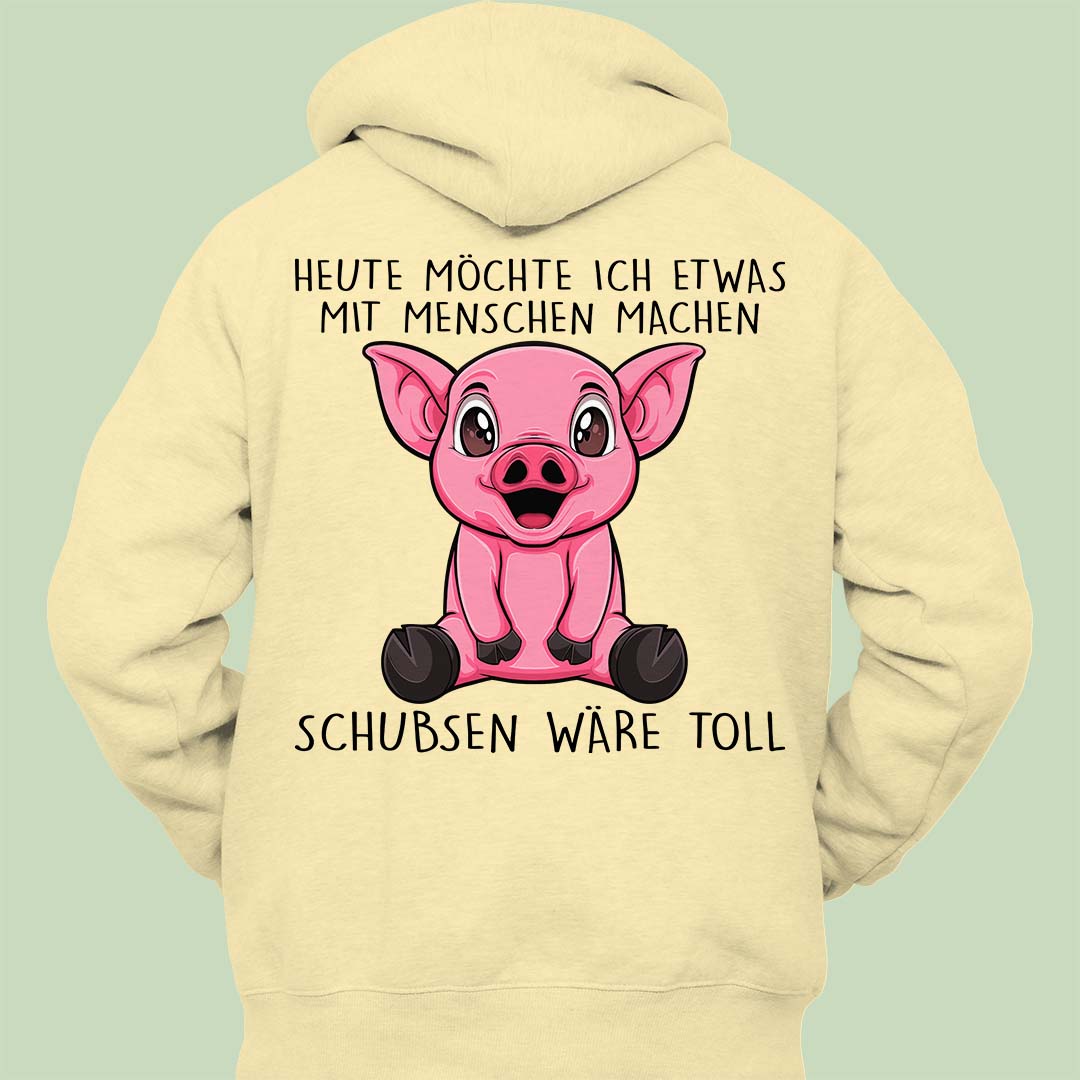 Schubsen Schweinchen - Hoodie Unisex Rückendruck