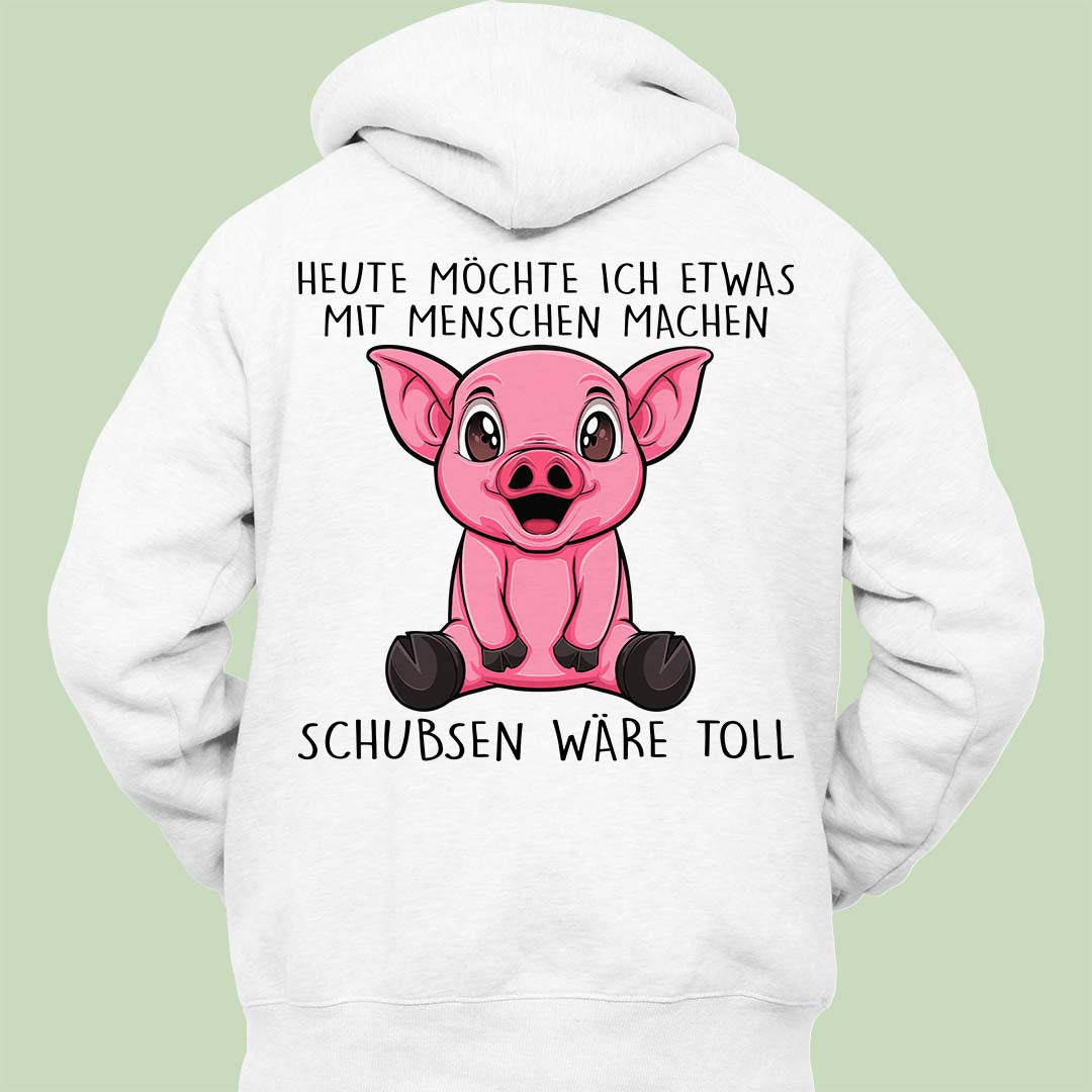 Schubsen Schweinchen - Hoodie Unisex Rückendruck