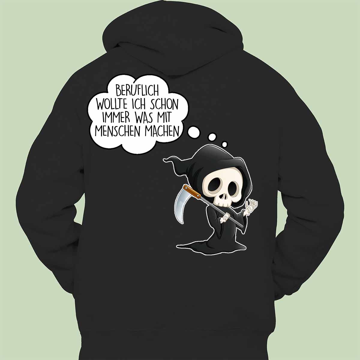 Menschen Sensenmann - Hoodie Unisex Rückendruck