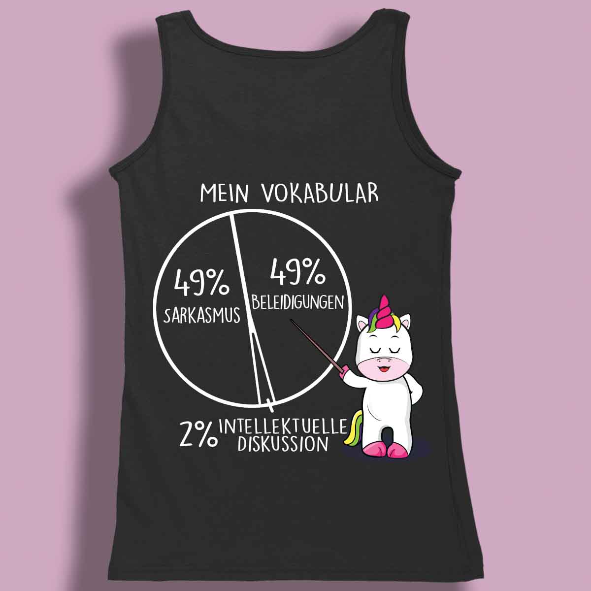 Vokabular Cute Einhorn- Premium Tanktop Rückendruck Damen