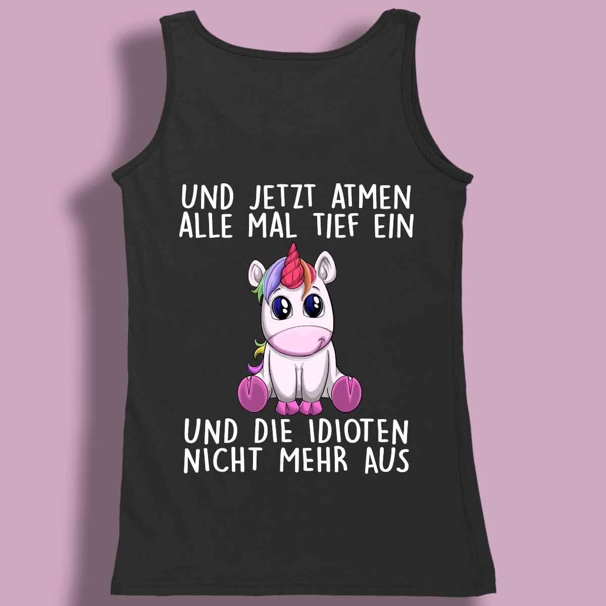 Einatmen Einhorn - Premium Tanktop Rückendruck Damen