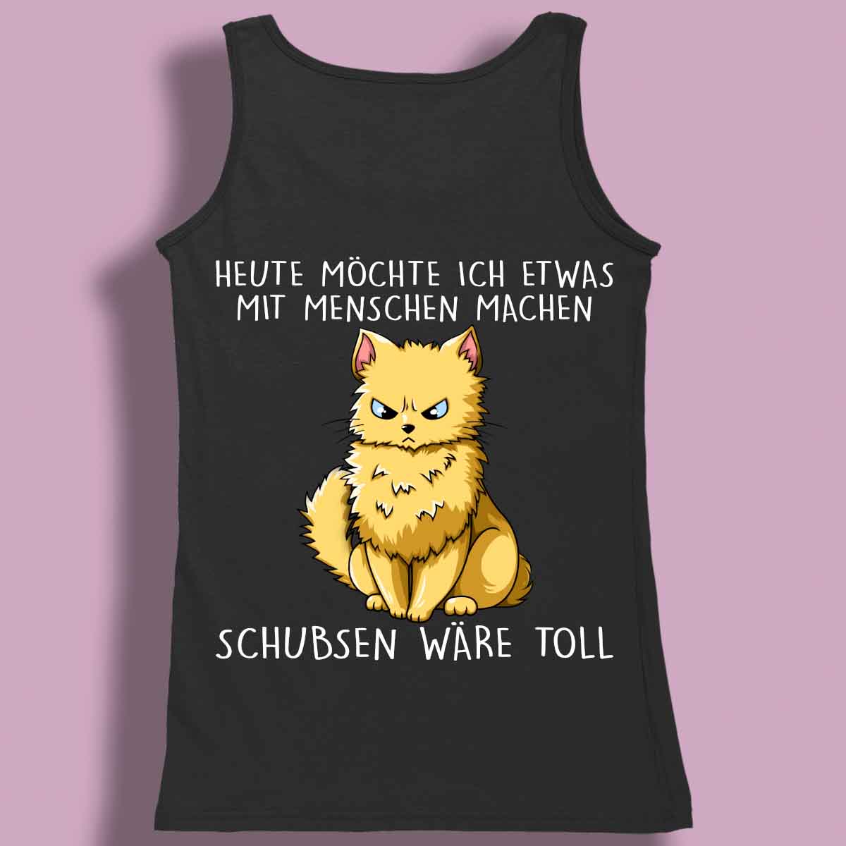 Schubsen Katze - Premium Tanktop Rückendruck Damen