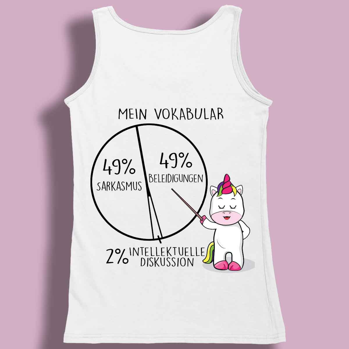 Vokabular Cute Einhorn- Premium Tanktop Rückendruck Damen