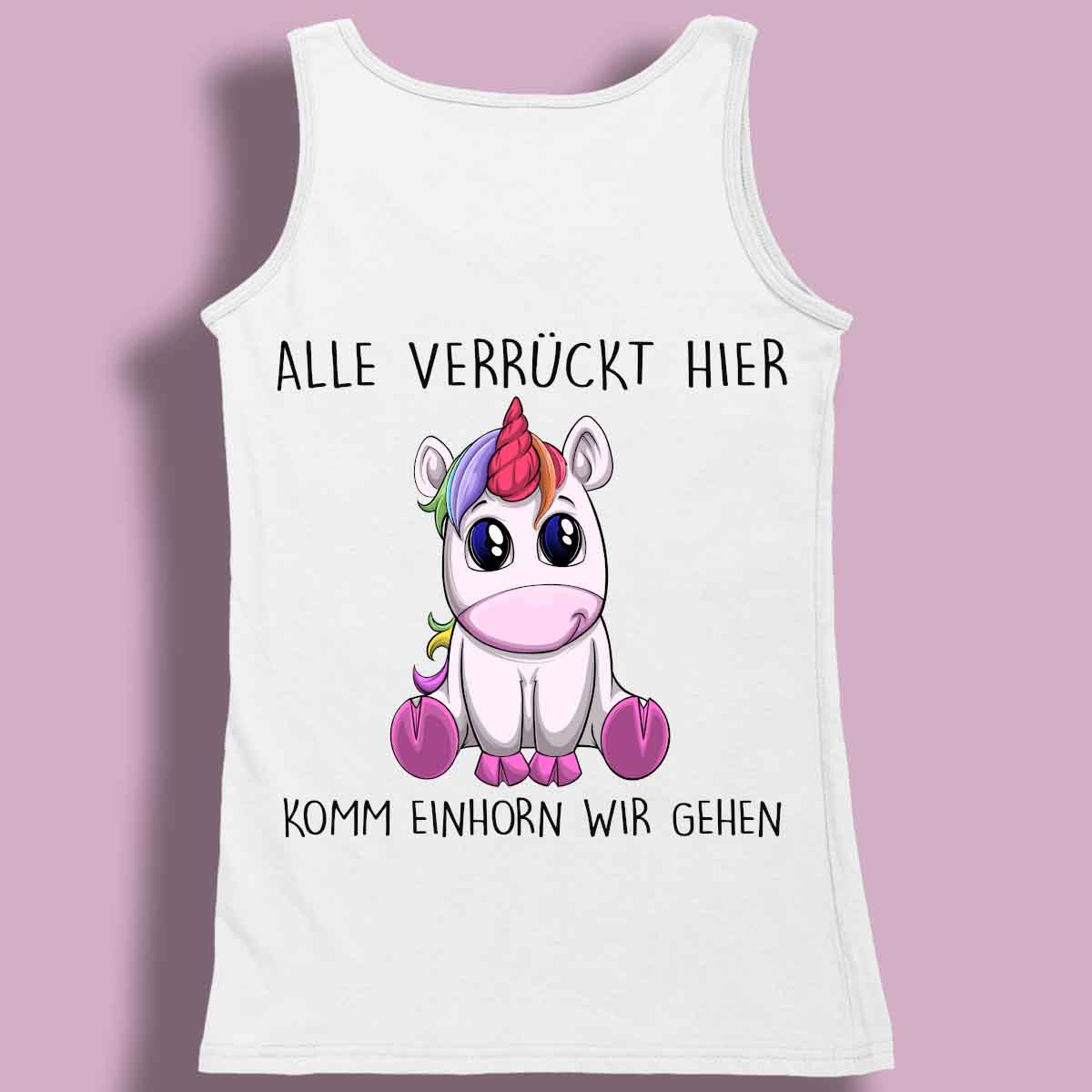 Komm Einhorn - Premium Tanktop Rückendruck Damen