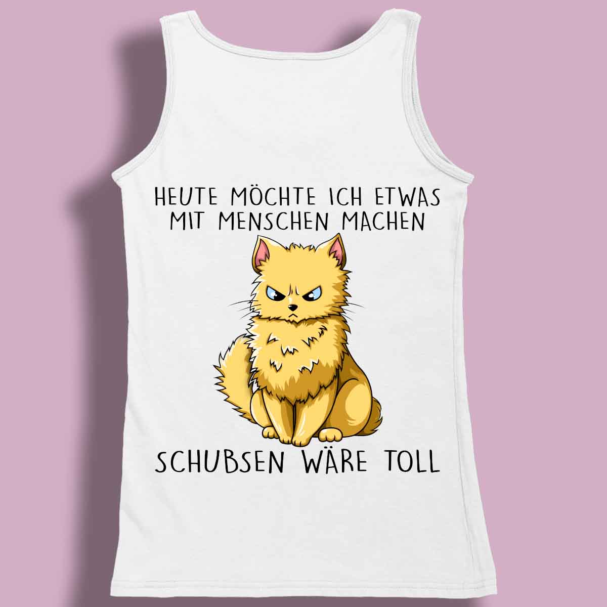 Schubsen Katze - Premium Tanktop Rückendruck Damen