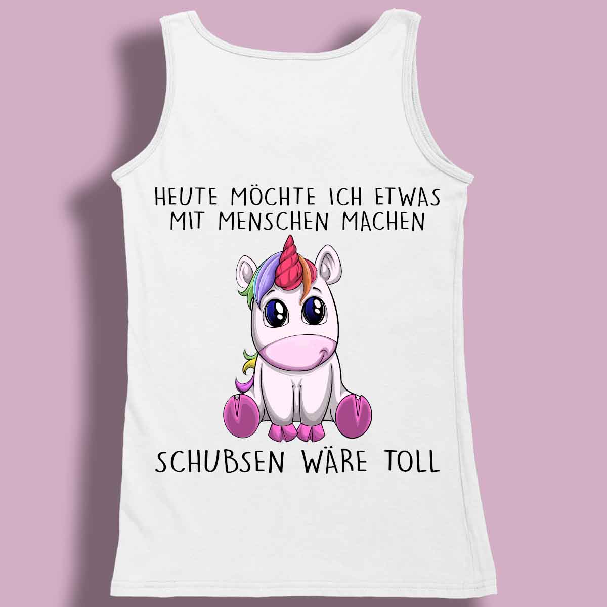 Schubsen Einhorn - Premium Tanktop Rückendruck Damen