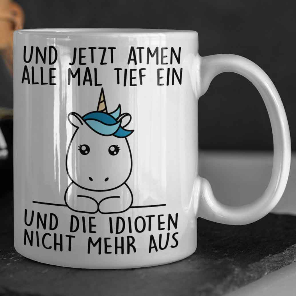 Einatmen Simple Einhorn - Tasse