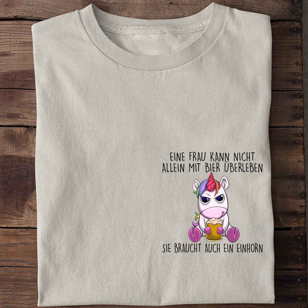 Überleben Einhorn Brust - Shirt Unisex