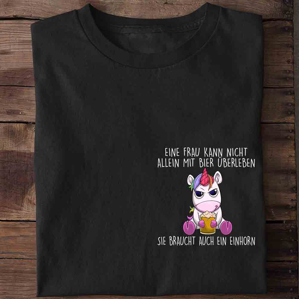Überleben Einhorn Brust - Shirt Unisex