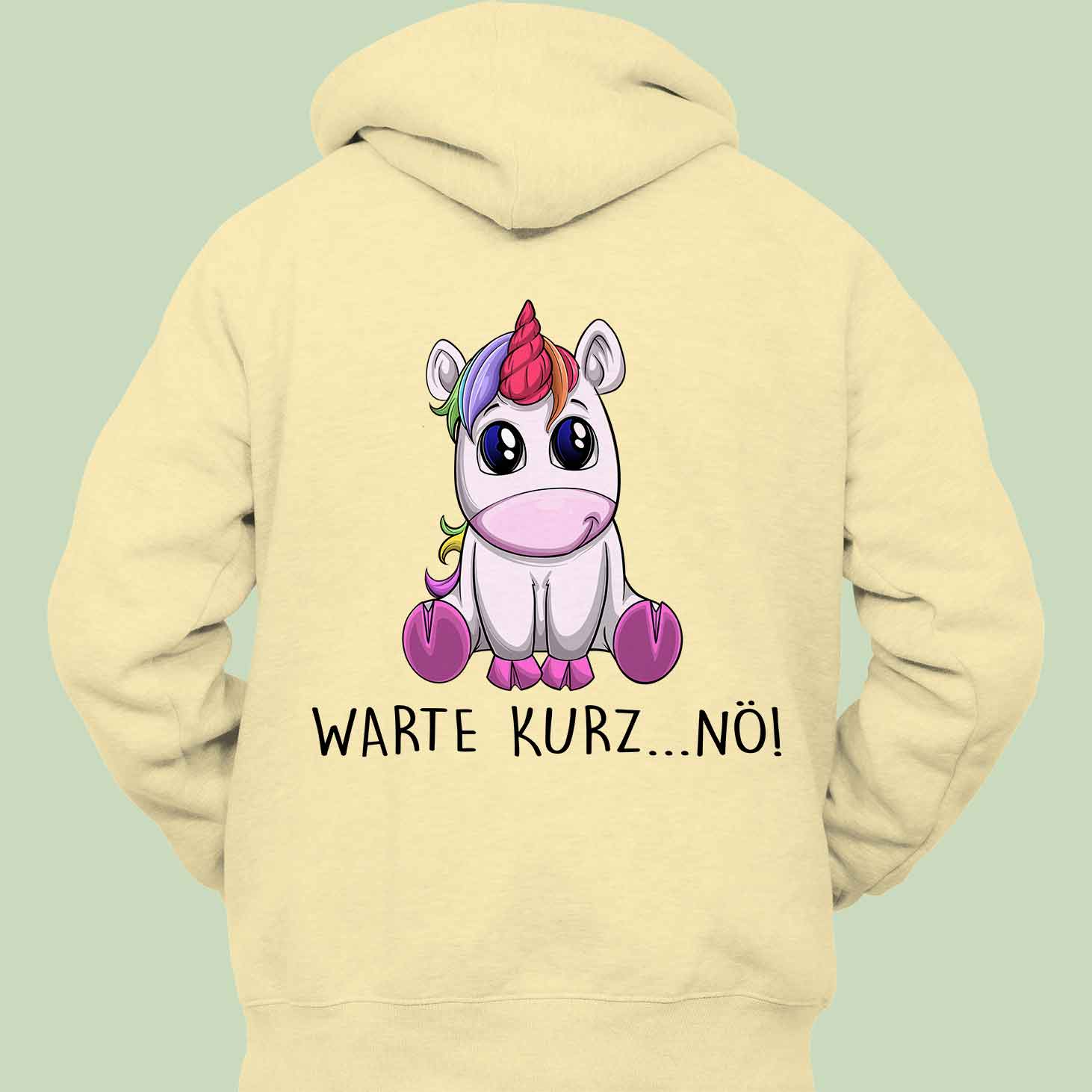 Warten Einhorn - Hoodie Unisex Rückendruck