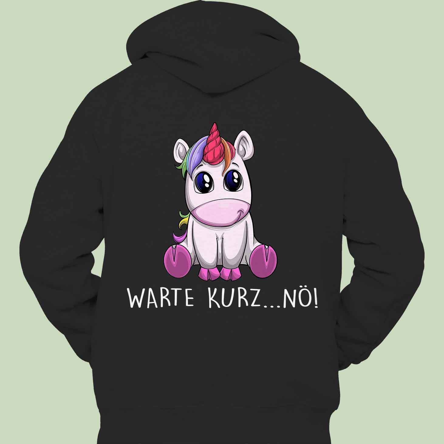 Warten Einhorn - Hoodie Unisex Rückendruck