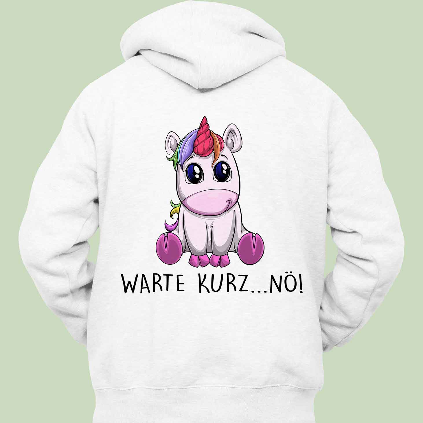 Warten Einhorn - Hoodie Unisex Rückendruck