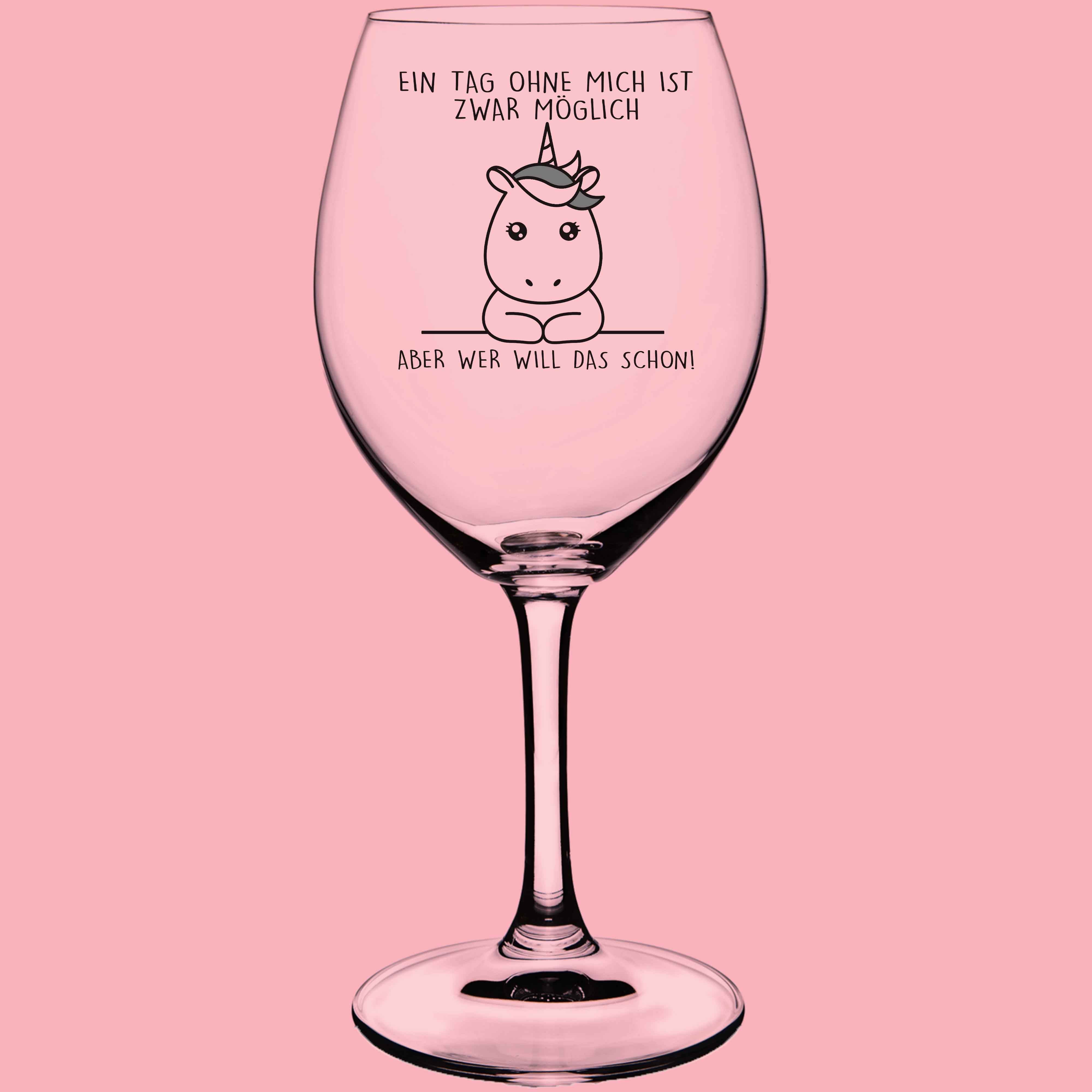 Ohne Mich Simple Einhorn - Weinglas