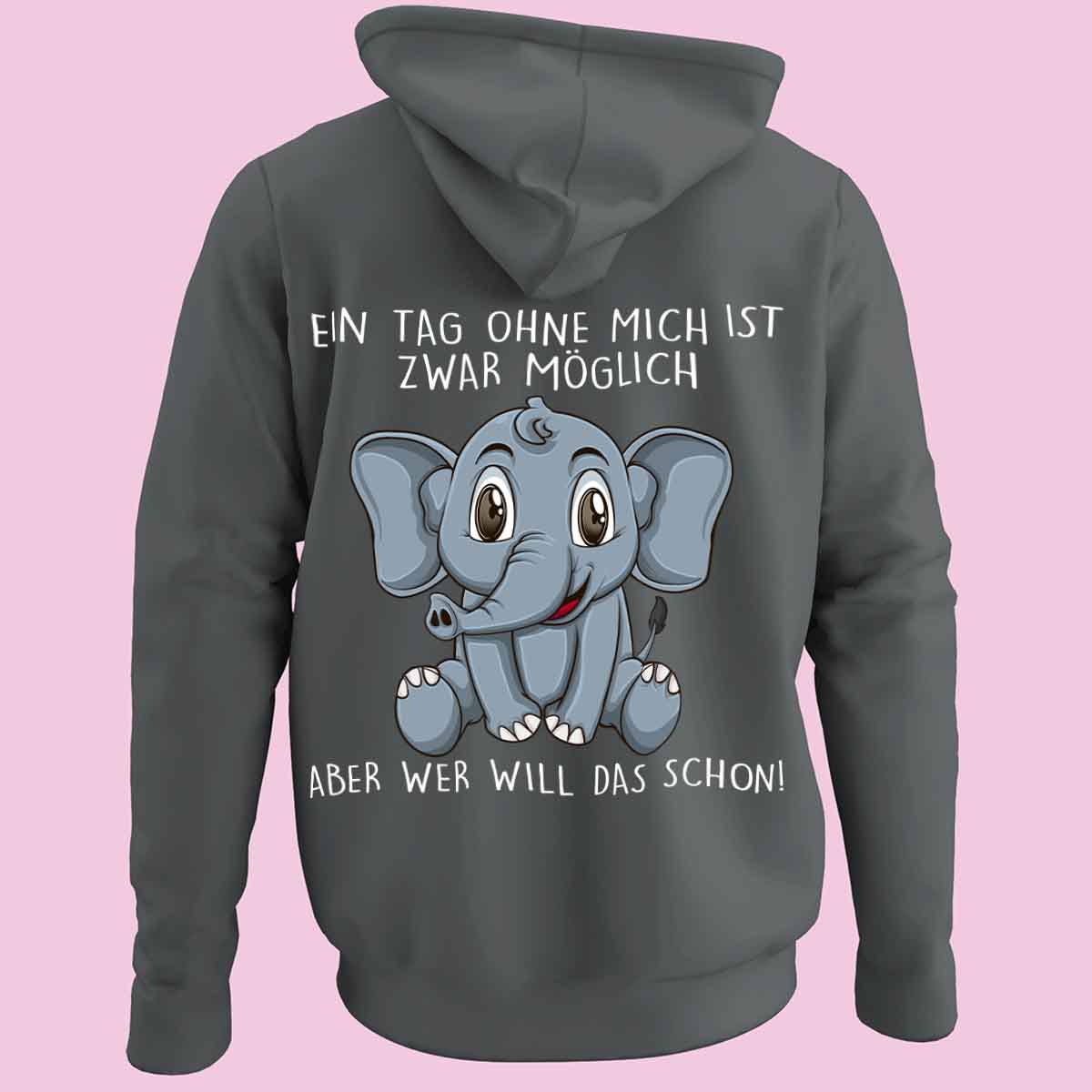 Ohne Mich Elefant - Zip Hoodie Unisex Rückendruck