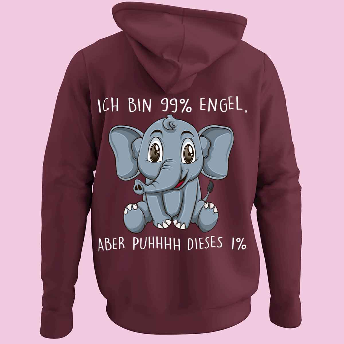 Engel Elefant - Zip Hoodie Unisex Rückendruck