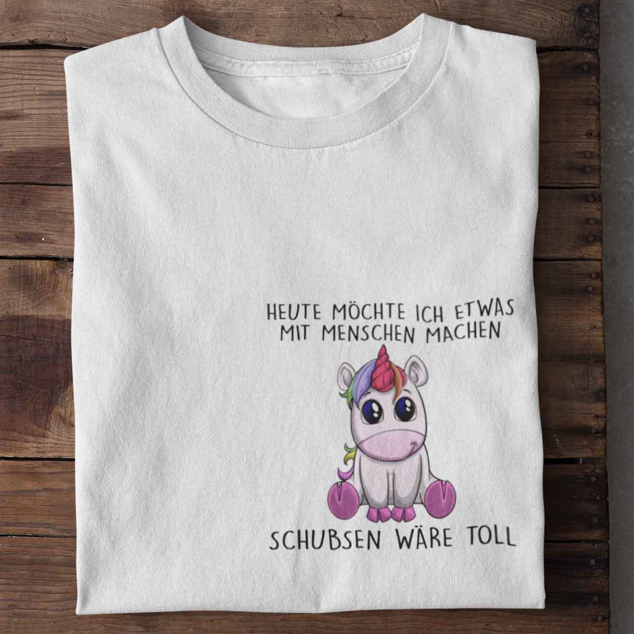 Schubsen Einhorn Brust - Shirt Unisex