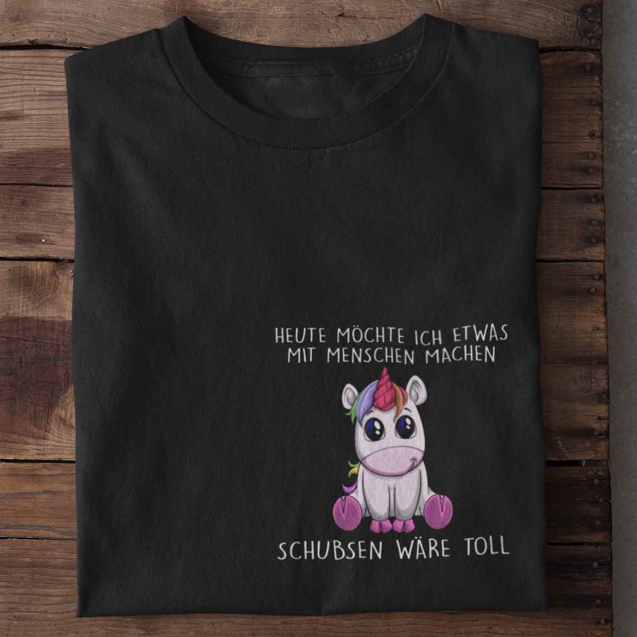 Schubsen Einhorn Brust - Shirt Unisex