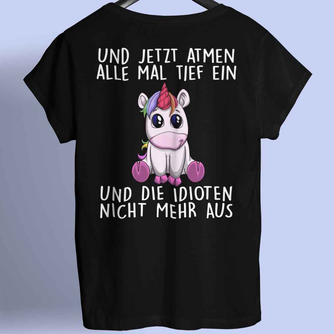 Einatmen Einhorn - Shirt Rückendruck