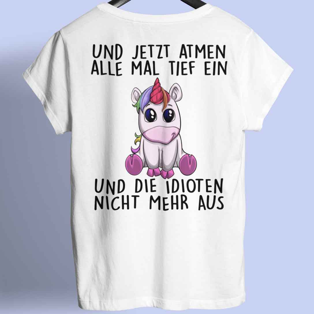 Einatmen Einhorn - Shirt Rückendruck