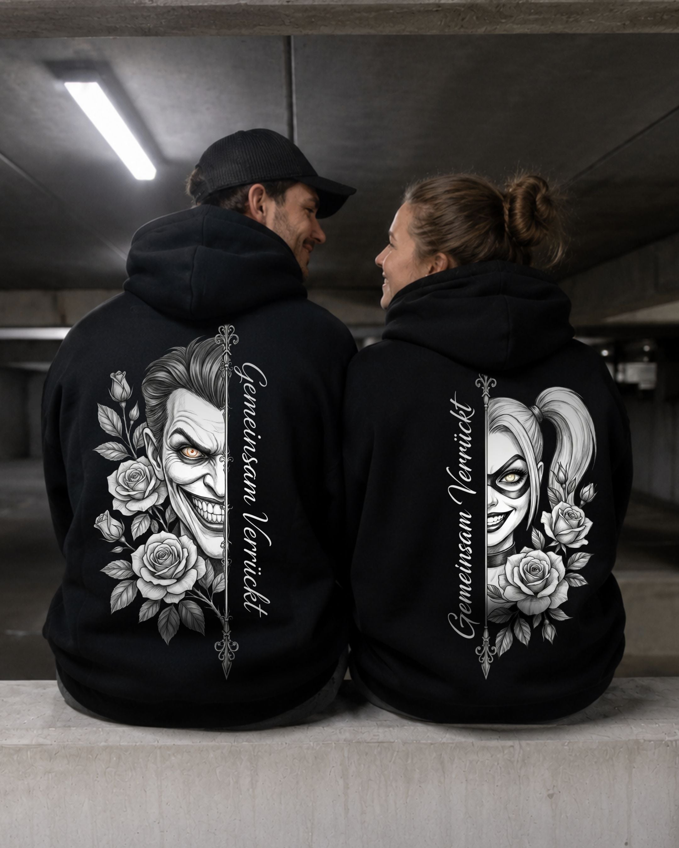 Gemeinsam Verrückt Zeichnung- Kuschel Hoodie Bündel