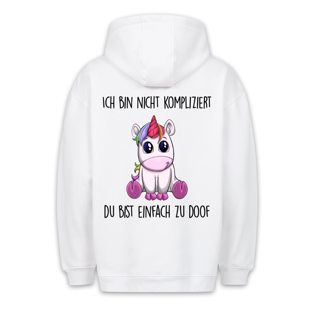 Kompliziert Einhorn - Hoodie Unisex Rückendruck