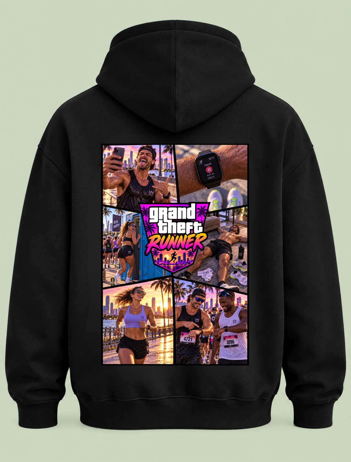 grand theft runner - Hoodie Unisex Backprint