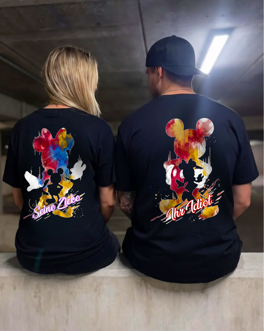 Idiot / Zicke Silhouette - Shirt Couple Bündel