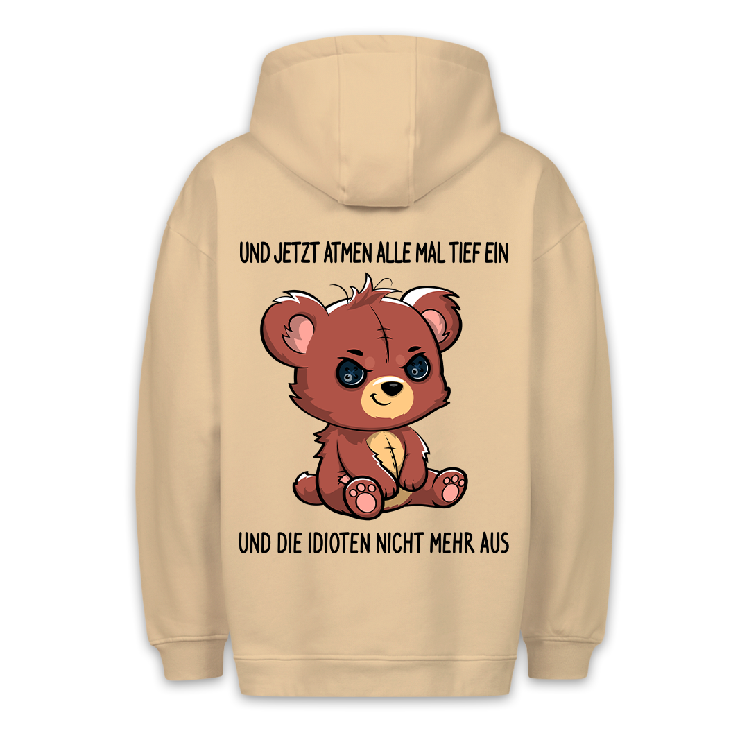 Einatmen Teddy - Premium Hoodie Unisex Rückendruck