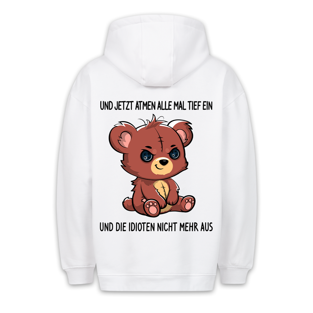 Einatmen Teddy - Premium Hoodie Unisex Rückendruck