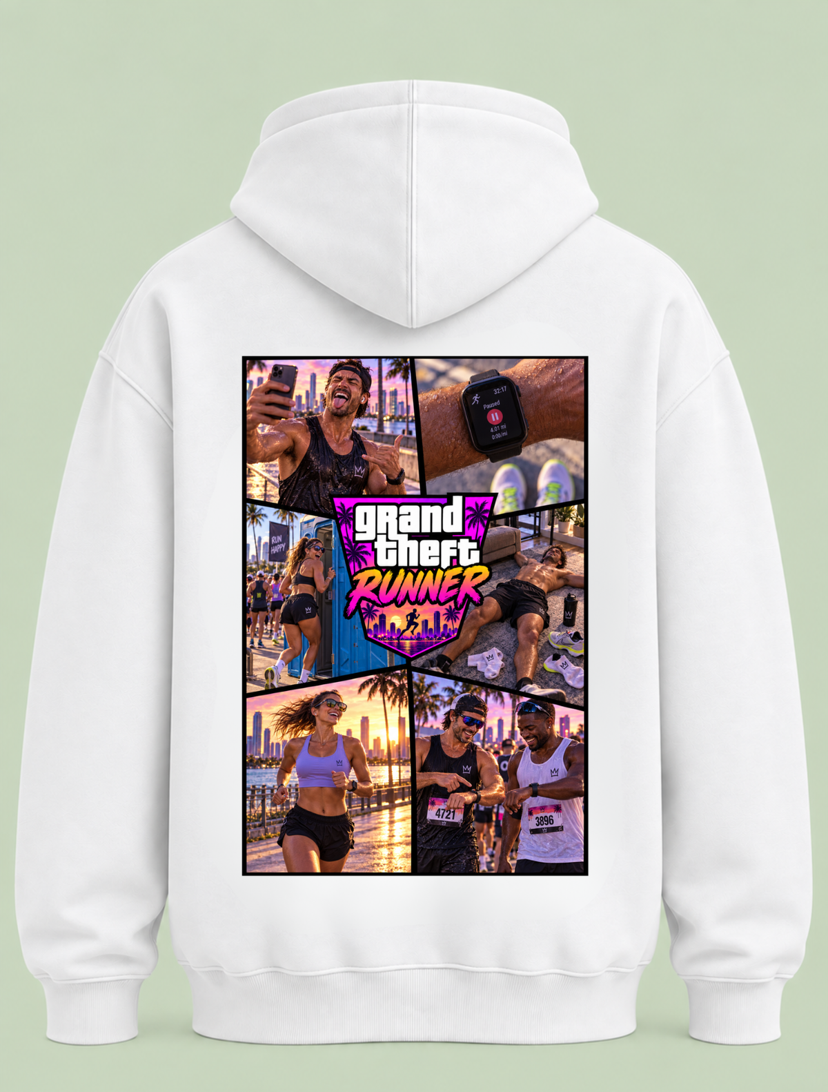 grand theft runner - Hoodie Unisex Backprint