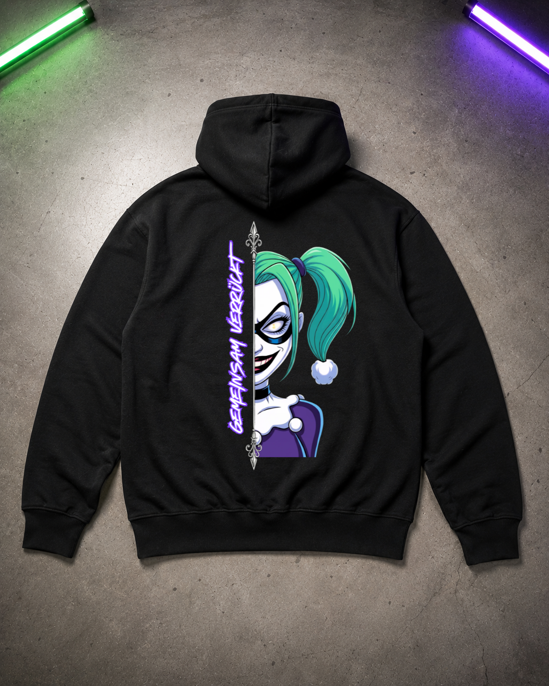Gemeinsam Verrückt Harley Cartoon 2 - Hoodie Unisex Backprint ***