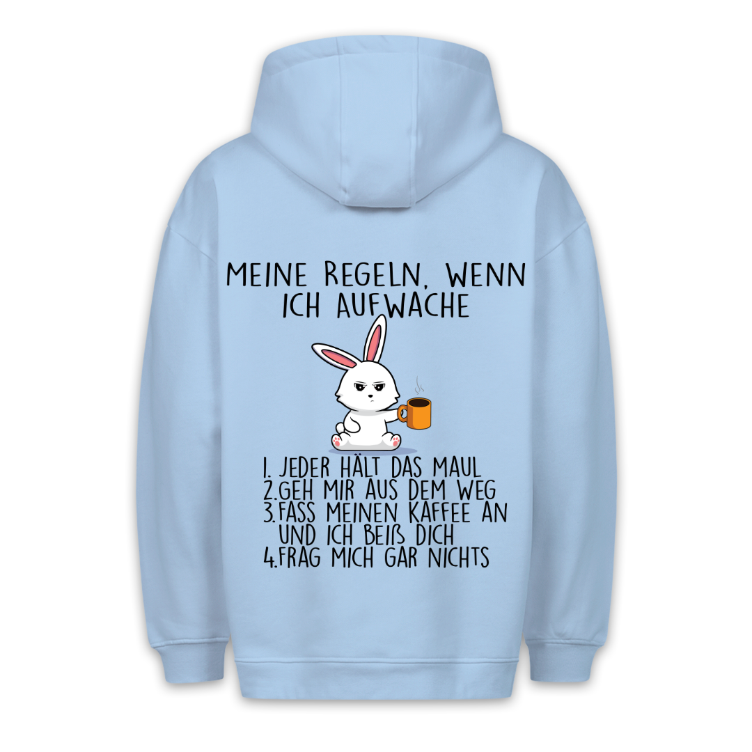 Aufwach Regeln Hase - Hoodie Unisex Rückendruck