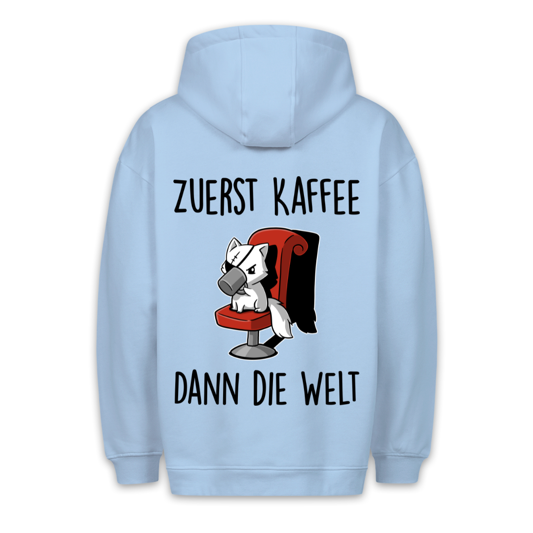 Zuerst Kaffee Katze - Hoodie Unisex Rückendruck