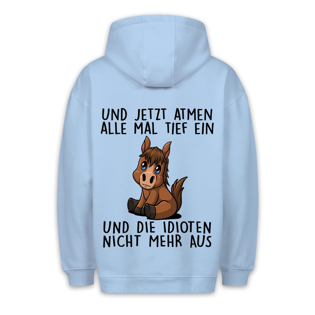 Einatmen Pony - Hoodie Unisex Rückendruck