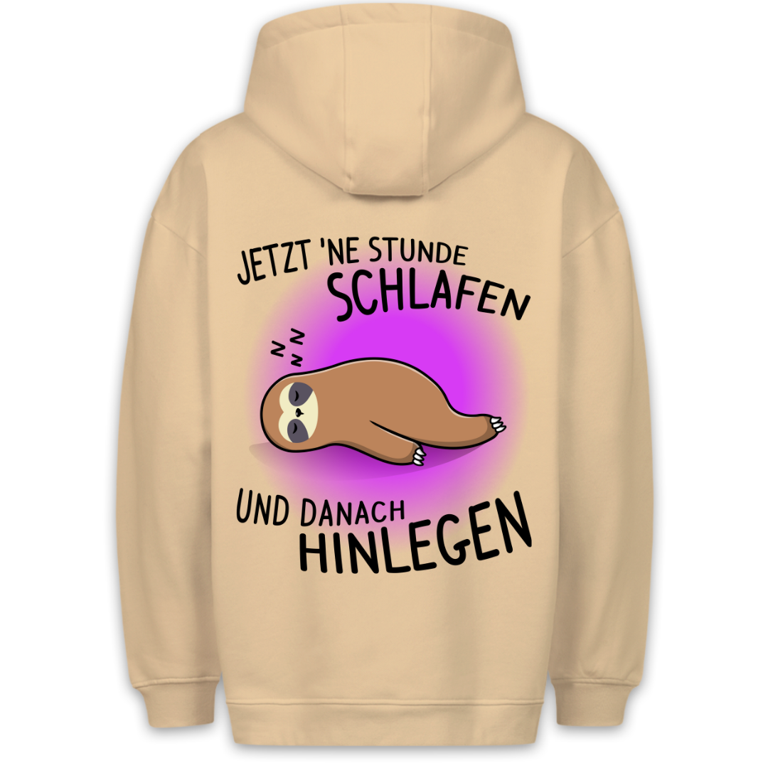 Schlafen Und Hinlegen Faultier - Hoodie Unisex Rückendruck