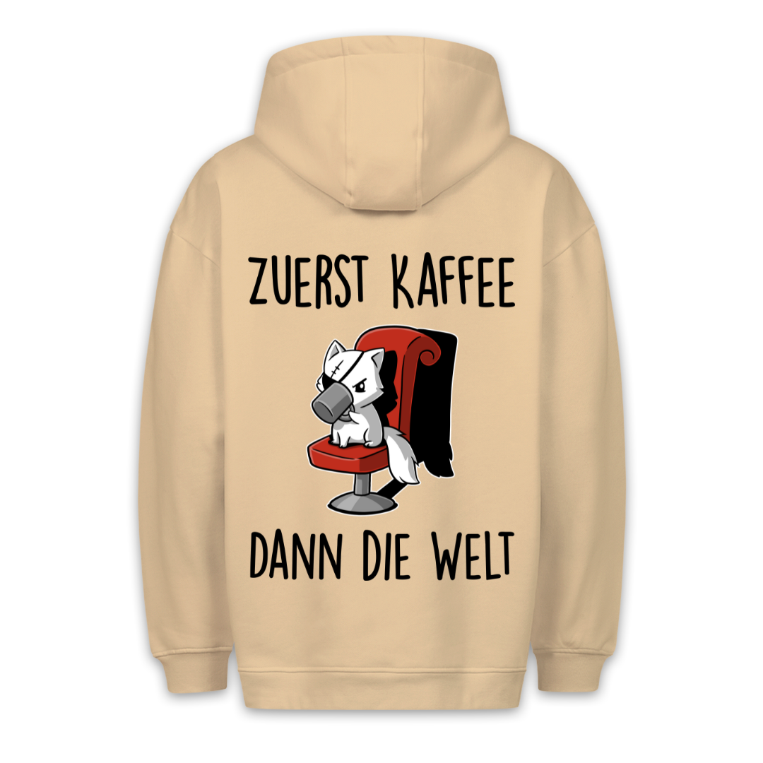 Zuerst Kaffee Katze - Hoodie Unisex Rückendruck