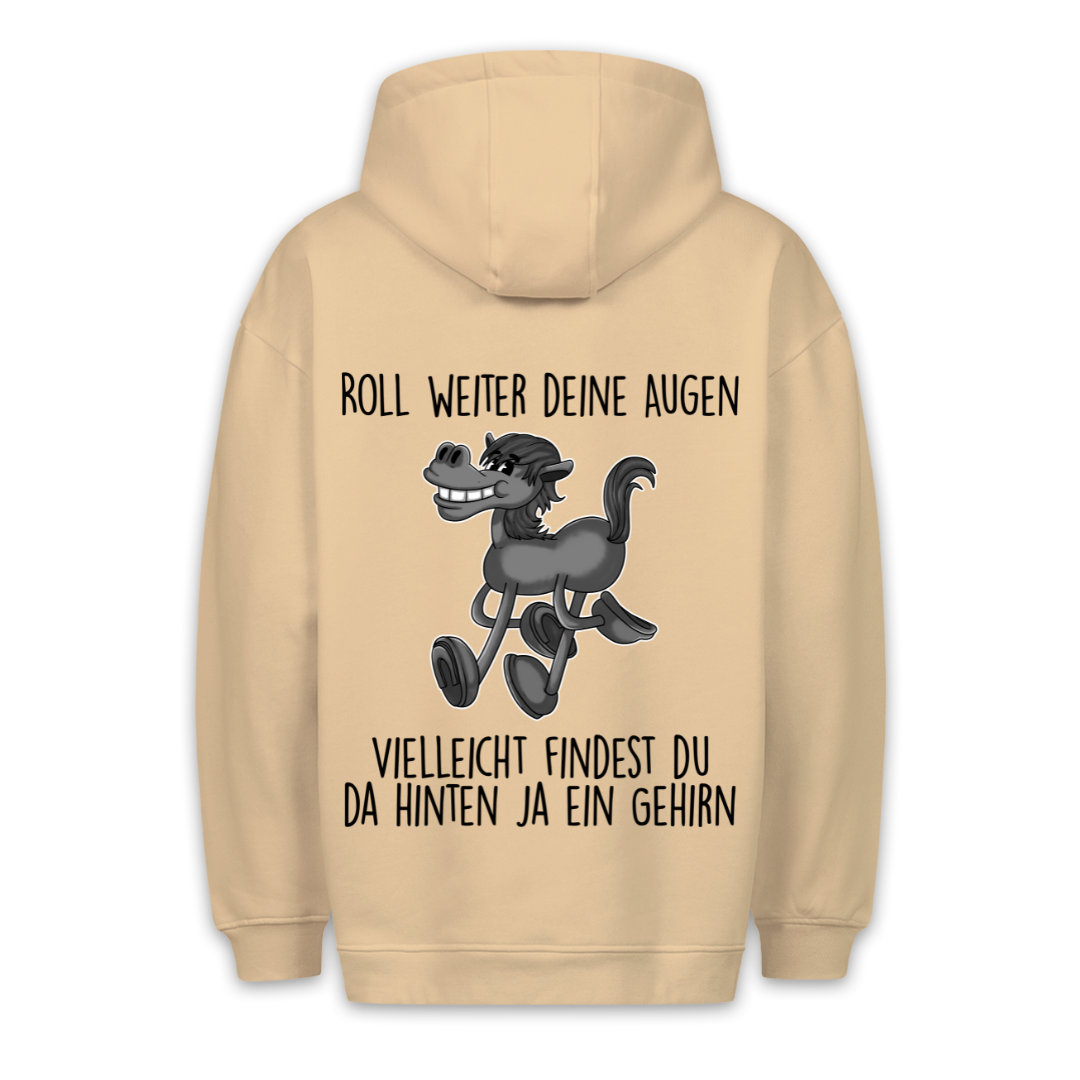 Roll Augen Pferd - Hoodie Unisex Rückendruck