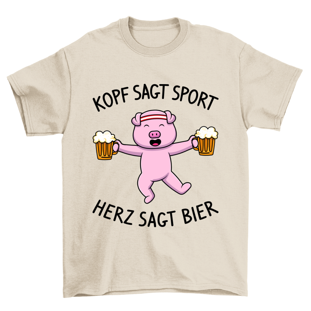 Herz Sagt Bier Schweinchen - Shirt Unisex