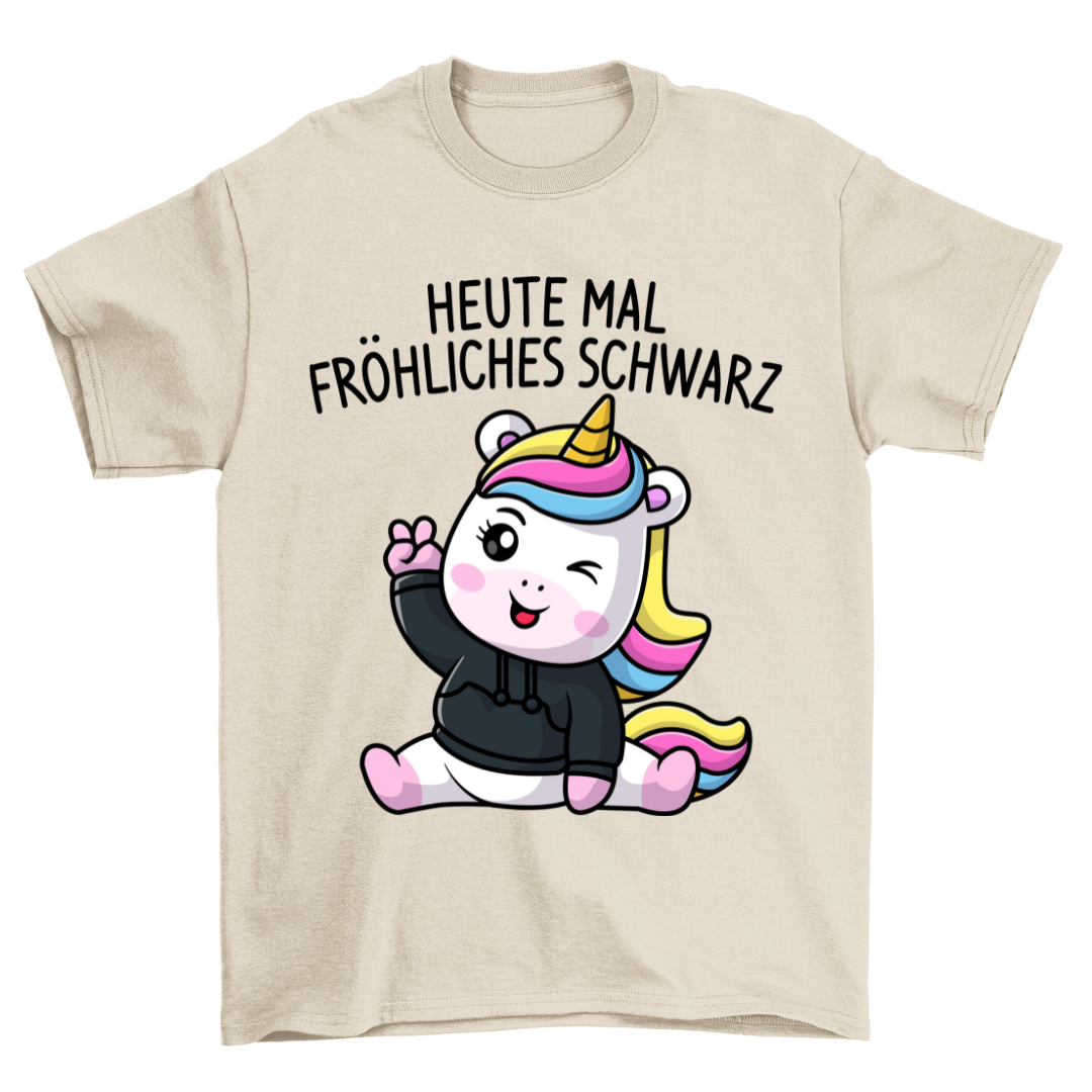 Fröhliches Schwarz Einhorn - Shirt Unisex