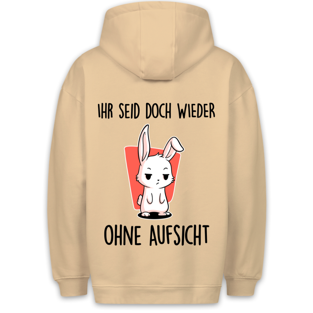 Ohne Aufsicht Hase - Hoodie Unisex Rückendruck