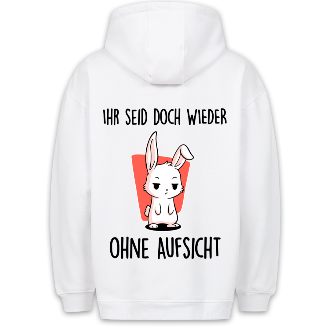 Ohne Aufsicht Hase - Hoodie Unisex Rückendruck