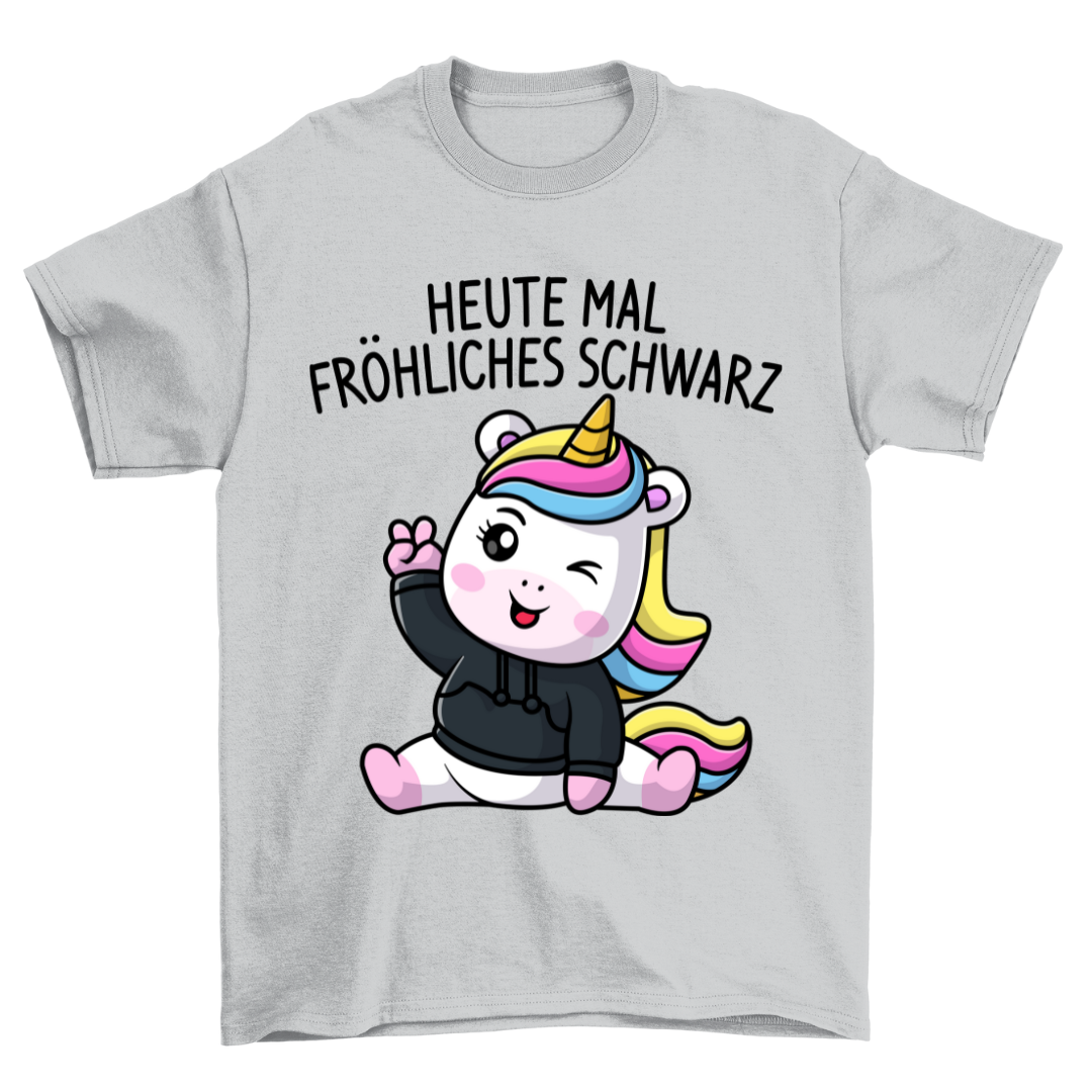 Fröhliches Schwarz Einhorn - Shirt Unisex