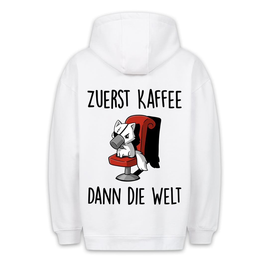 Zuerst Kaffee Katze - Hoodie Unisex Rückendruck