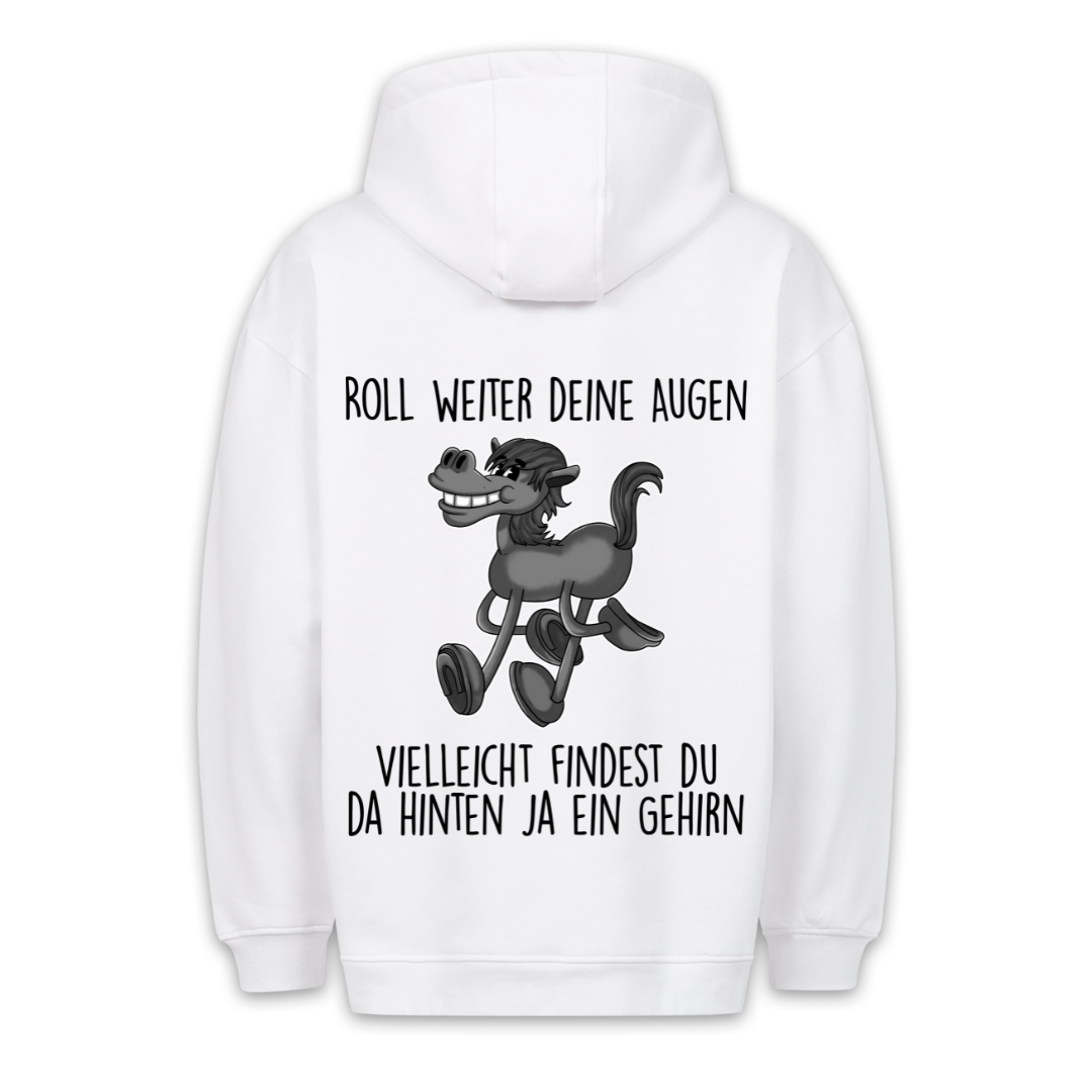 Roll Augen Pferd - Hoodie Unisex Rückendruck